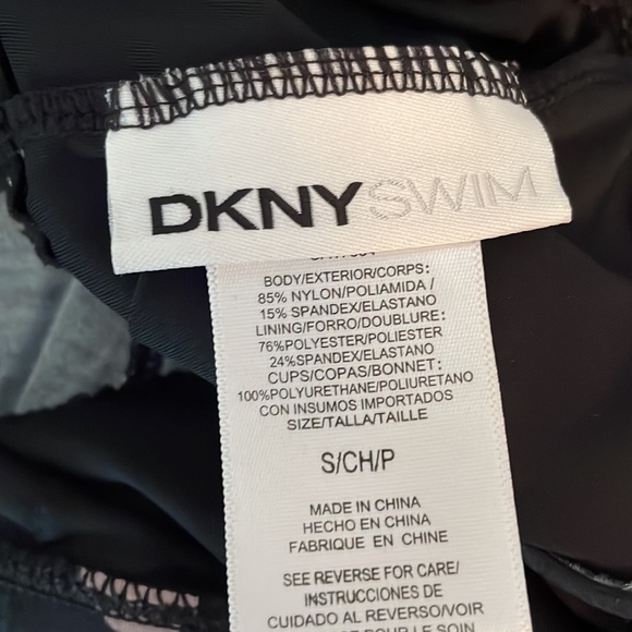DKNY Swim Bathing Suit Top only Black with Gray Polka dots Loose Fit Small - Picture 10 of 15